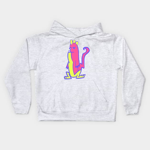 Roaring Fun: Playful Pink and Yellow Dinosaur Kids Hoodie by Arteus 